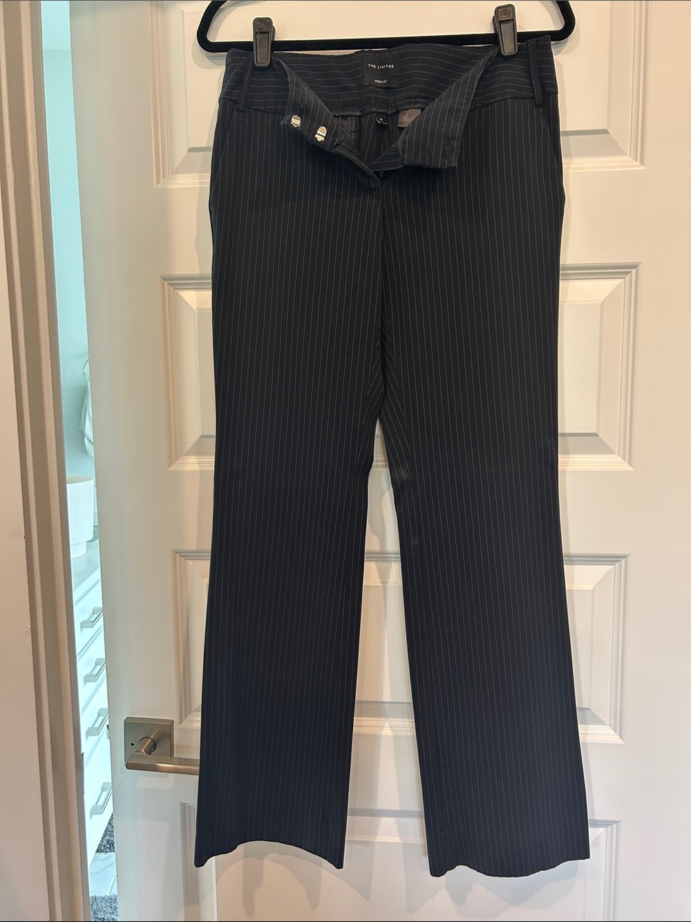 The Limited Black Pinstripe Wide-Leg Pants